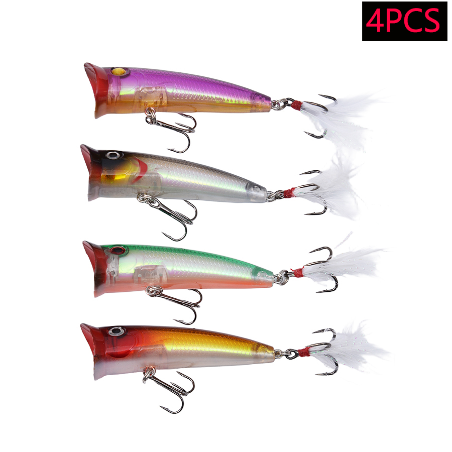 Fishing Lure Popper - 4pcs Topwater Floating Crankbaits Fishing Lures