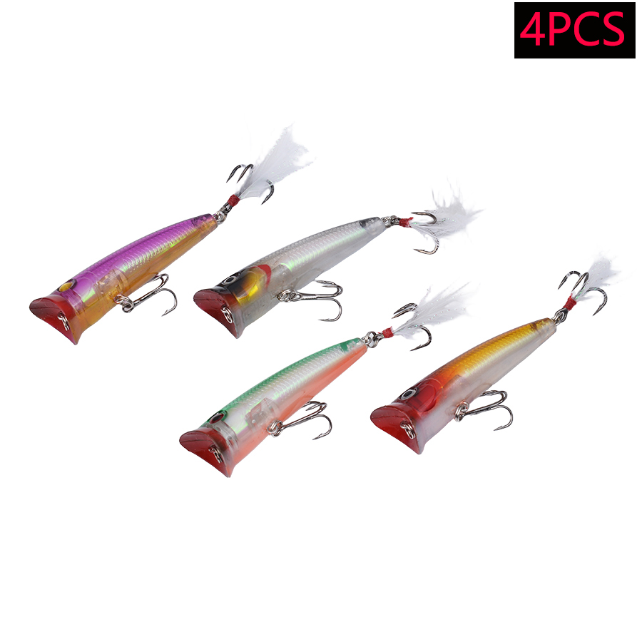 4pcs Topwater Floating Crankba - Fishing Lure Popper 评论和价格