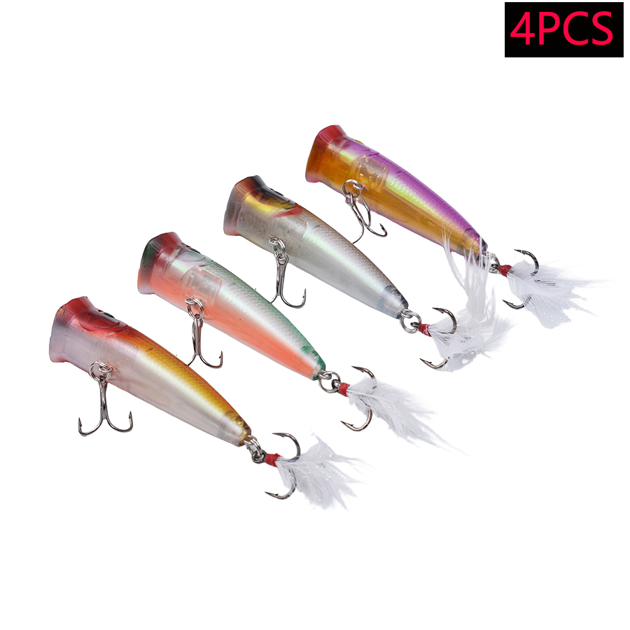4pcs Topwater Floating Crankba - Fishing Lure Popper 评论和价格
